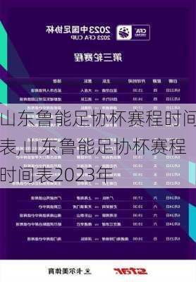 山东鲁能足协杯赛程时间表,山东鲁能足协杯赛程时间表2023年