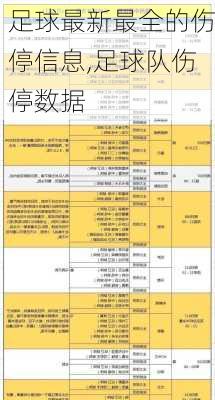 足球最新最全的伤停信息,足球队伤停数据