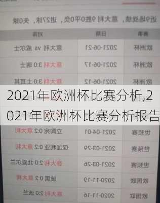 2021年欧洲杯比赛分析,2021年欧洲杯比赛分析报告