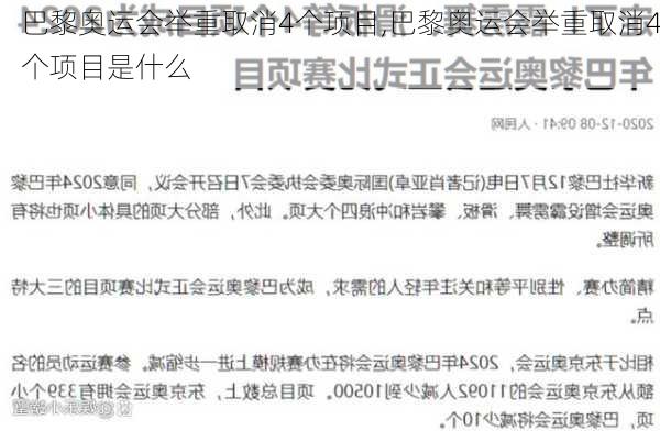 巴黎奥运会举重取消4个项目,巴黎奥运会举重取消4个项目是什么