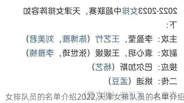 女排队员的名单介绍2022,天津女排队员的名单介绍