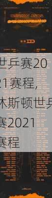 世乒赛2021赛程,休斯顿世乒赛2021赛程