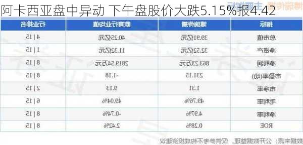 阿卡西亚盘中异动 下午盘股价大跌5.15%报4.42
