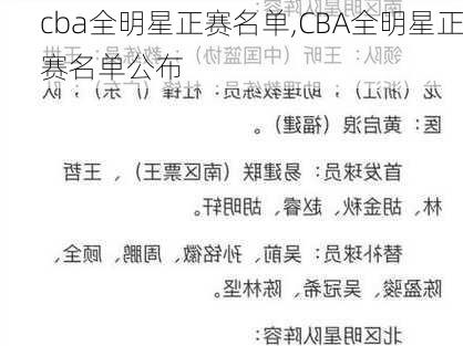 cba全明星正赛名单,CBA全明星正赛名单公布