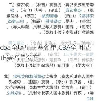 cba全明星正赛名单,CBA全明星正赛名单公布