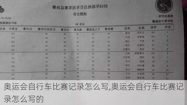 奥运会自行车比赛记录怎么写,奥运会自行车比赛记录怎么写的