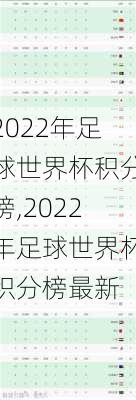 2022年足球世界杯积分榜,2022年足球世界杯积分榜最新