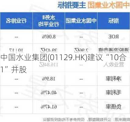 中国水业集团(01129.HK)建议“10合1”并股