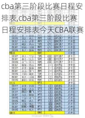 cba第三阶段比赛日程安排表,cba第三阶段比赛日程安排表今天CBA联赛