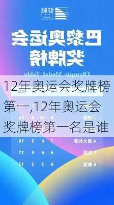 12年奥运会奖牌榜第一,12年奥运会奖牌榜第一名是谁