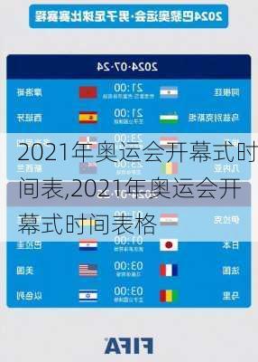 2021年奥运会开幕式时间表,2021年奥运会开幕式时间表格