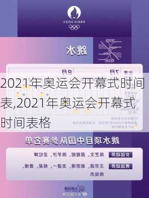 2021年奥运会开幕式时间表,2021年奥运会开幕式时间表格