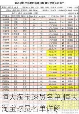 恒大淘宝球员名单,恒大淘宝球员名单详解