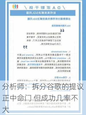 分析师：拆分谷歌的提议正中命门 但成功几率不大