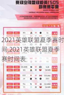 2021英雄联盟夏季赛时间,2021英雄联盟夏季赛时间表