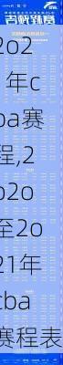 2o21年cba赛程,2o2o至2o21年cba赛程表