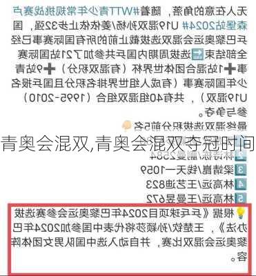 青奥会混双,青奥会混双夺冠时间