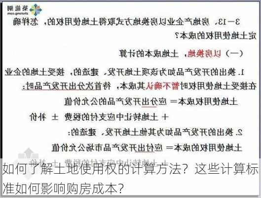 如何了解土地使用权的计算方法？这些计算标准如何影响购房成本？