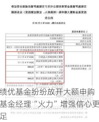 绩优基金纷纷放开大额申购 基金经理“火力”增强信心更足