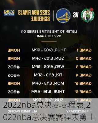 2022nba总决赛赛程表,2022nba总决赛赛程表勇士