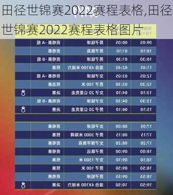 田径世锦赛2022赛程表格,田径世锦赛2022赛程表格图片