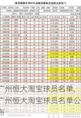 广州恒大淘宝球员名单,广州恒大淘宝球员名单公布