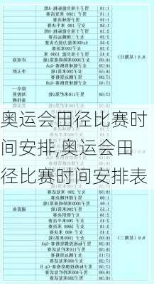 奥运会田径比赛时间安排,奥运会田径比赛时间安排表