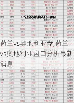 荷兰vs奥地利亚盘,荷兰vs奥地利亚盘口分析最新消息