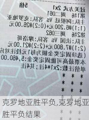 克罗地亚胜平负,克罗地亚胜平负结果