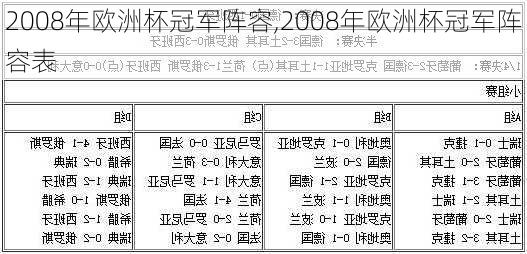 2008年欧洲杯冠军阵容,2008年欧洲杯冠军阵容表