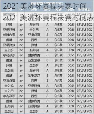 2021美洲杯赛程决赛时间,2021美洲杯赛程决赛时间表