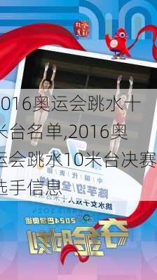 2016奥运会跳水十米台名单,2016奥运会跳水10米台决赛选手信息