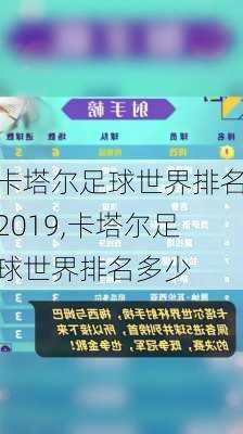 卡塔尔足球世界排名2019,卡塔尔足球世界排名多少