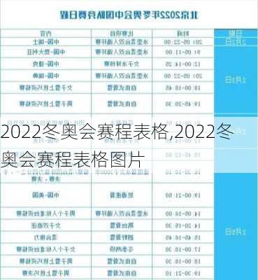 2022冬奥会赛程表格,2022冬奥会赛程表格图片