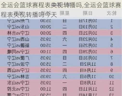 全运会篮球赛程表央视转播吗,全运会篮球赛程表央视转播吗今天