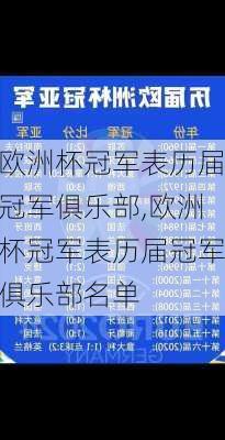 欧洲杯冠军表历届冠军俱乐部,欧洲杯冠军表历届冠军俱乐部名单