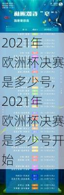 2021年欧洲杯决赛是多少号,2021年欧洲杯决赛是多少号开始