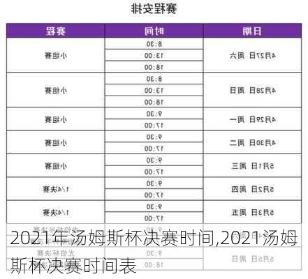 2021年汤姆斯杯决赛时间,2021汤姆斯杯决赛时间表