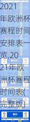 2021年欧洲杯赛程时间安排表一览,2021年欧洲杯赛程时间表(完整版)